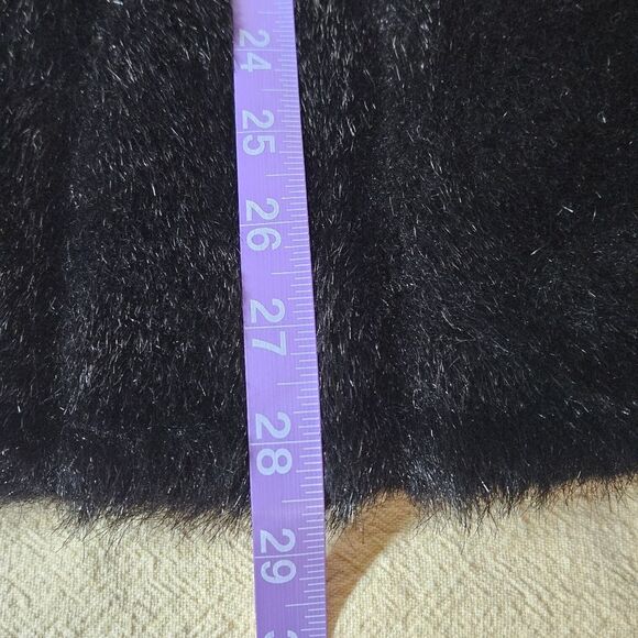 Prague Black Faux Fur Reversible Silk Blend Zip Front Side Pockets Dressy Vest - Picture 10 of 10